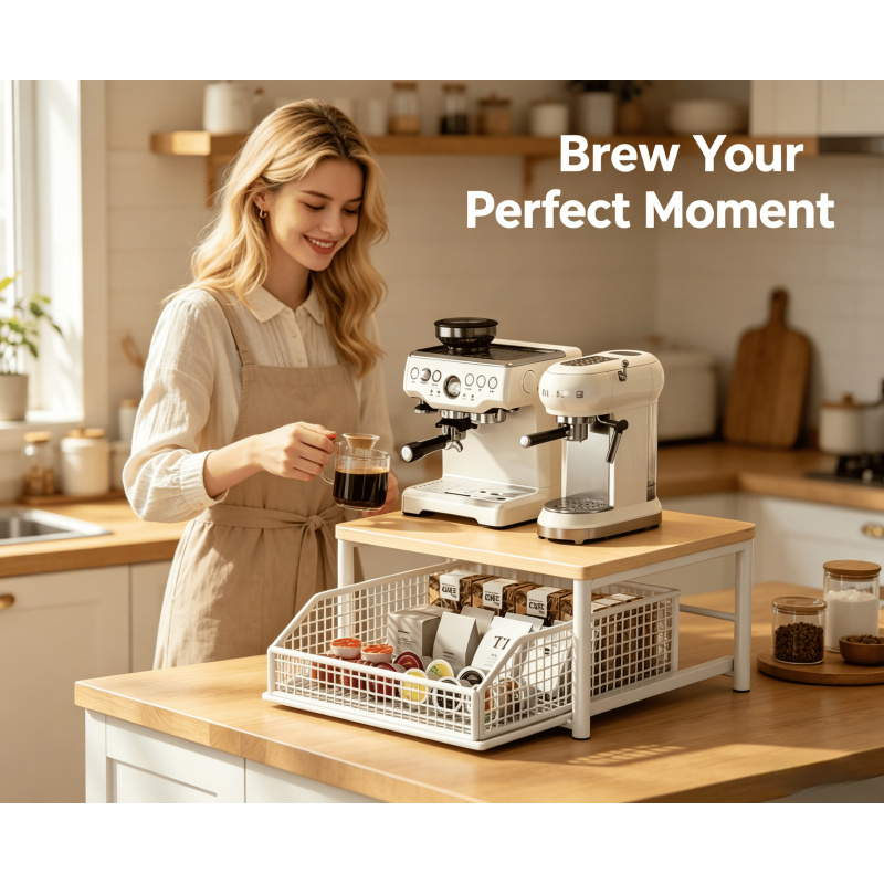 Commercial Kitchen Shelving - Microwave Coffee Maker Shelf Organizer –