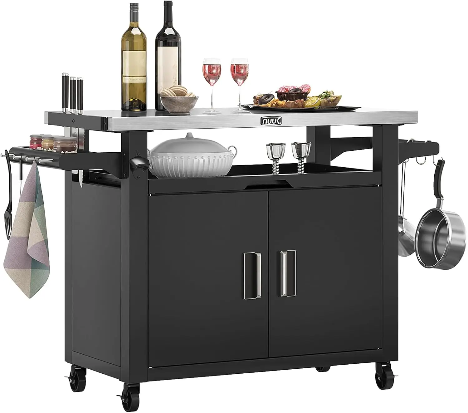 Commercial Kitchen Prep Table With Storage - Outdoor Grill Cart with Storage Cabinet