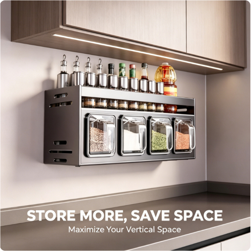 Commercial Kitchen Shelving - Home Kitchen Wall Hanging Spice Storage