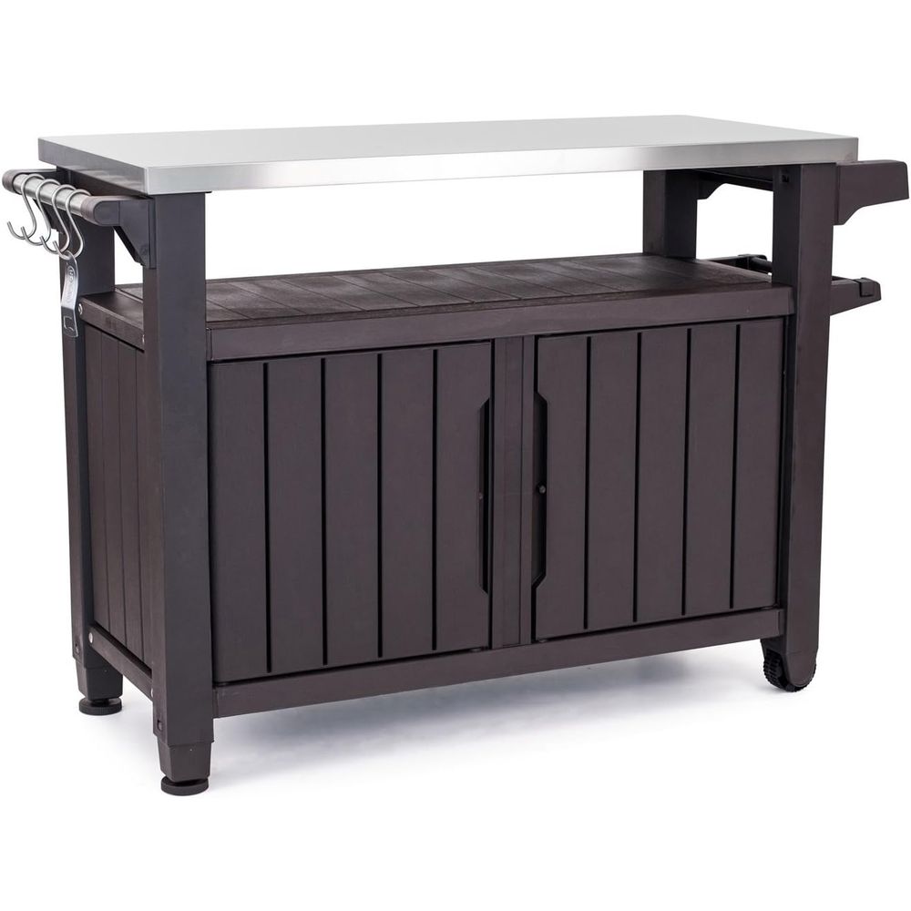Commercial Kitchen Prep Table With Storage - Outdoor Rolling Table Cart for Food