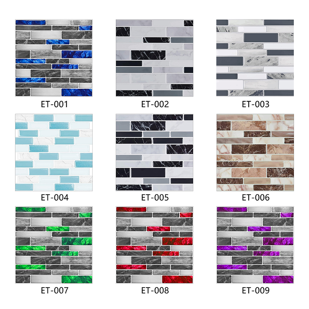 Commercial Kitchen Tiles - 10pcs/set Flat Marble Mosaic Tiles Sticker