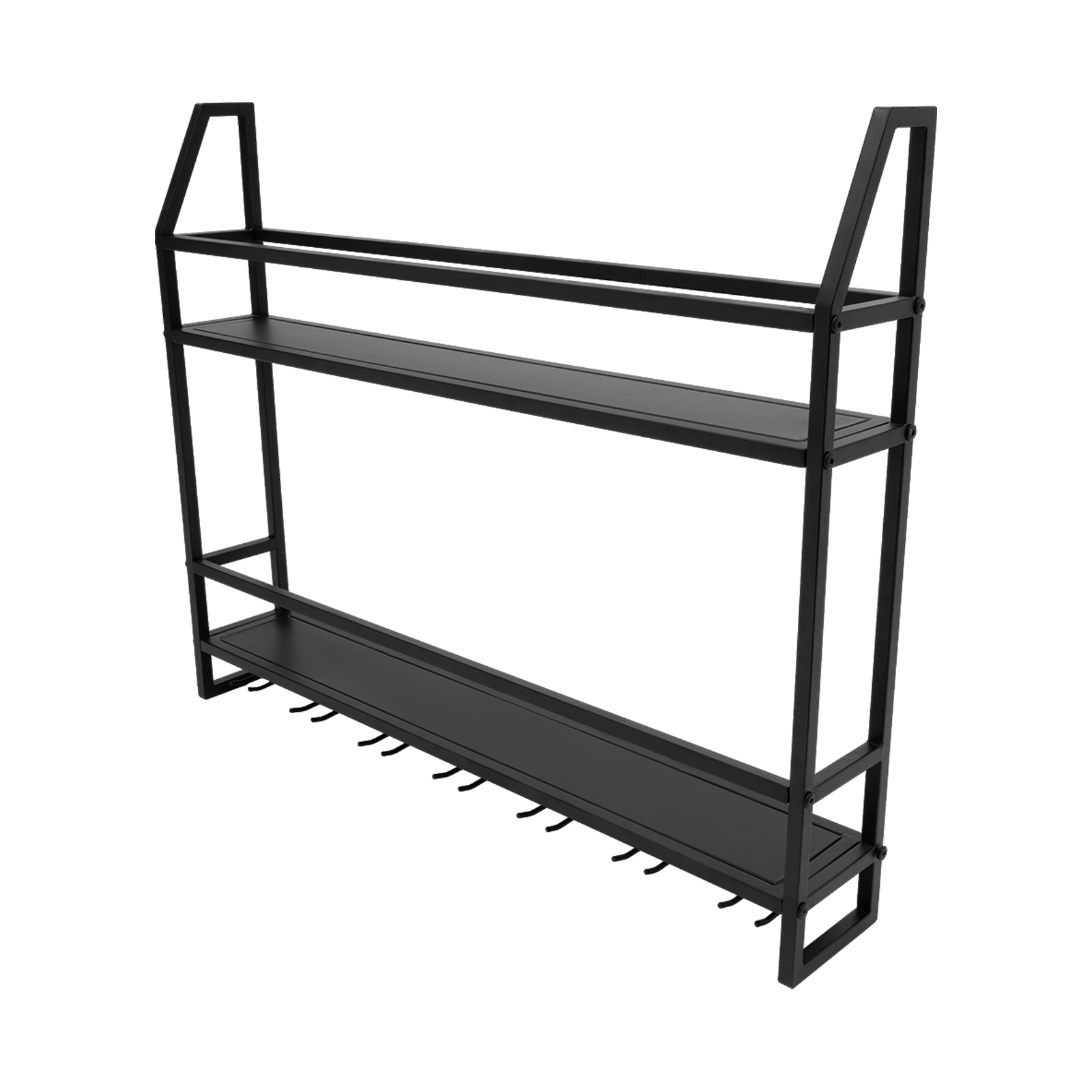 Commercial Kitchen Shelving - Double-layer Wine Rack Wall-Mounted Glass Holder