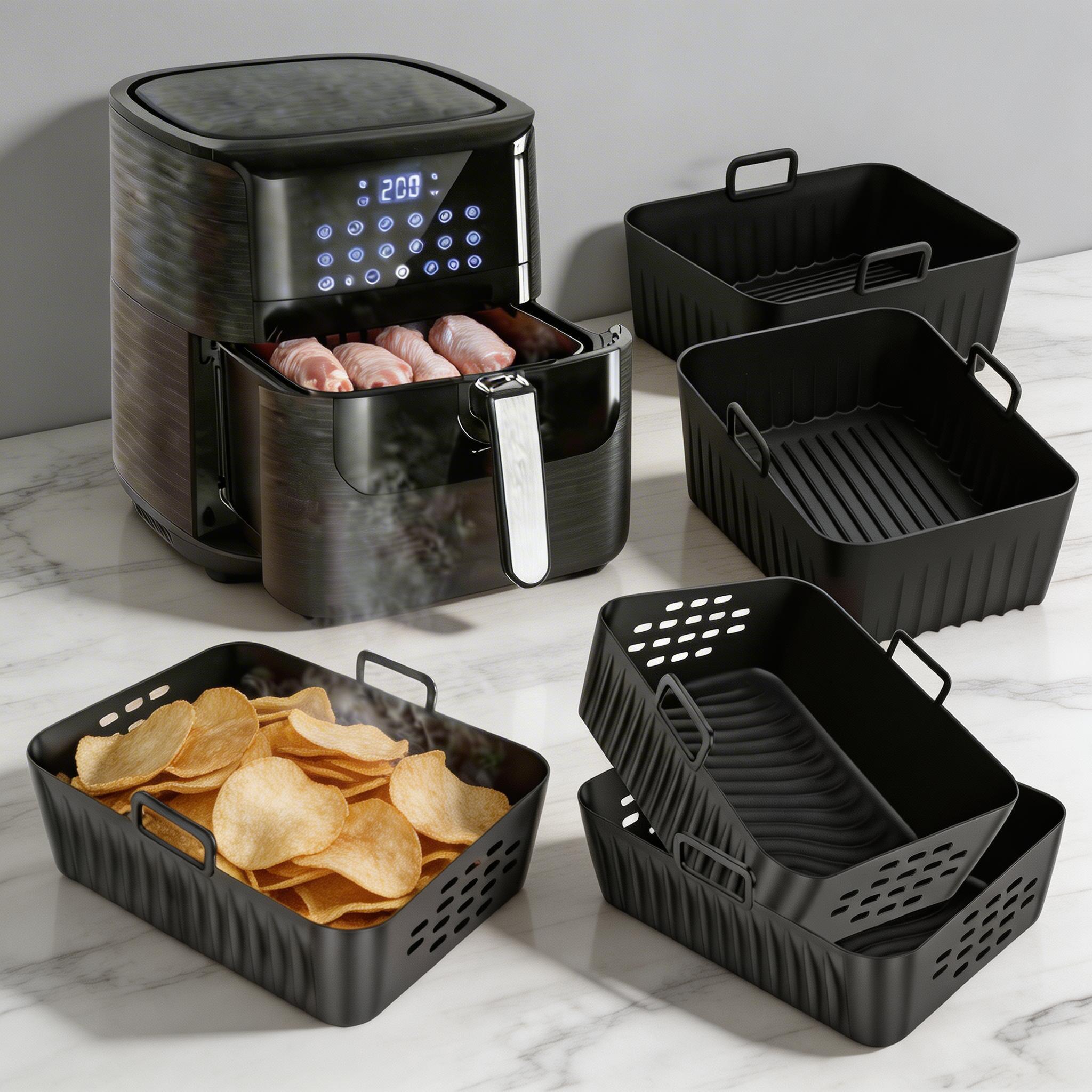 Commercial Kitchen Pots And Pans - 2Pcs Air Fryer Silicone Liners Reusable