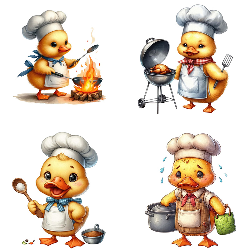 Commercial Kitchen Tiles - Cartoon Duck Chef Self-Adhesive Wall Decal