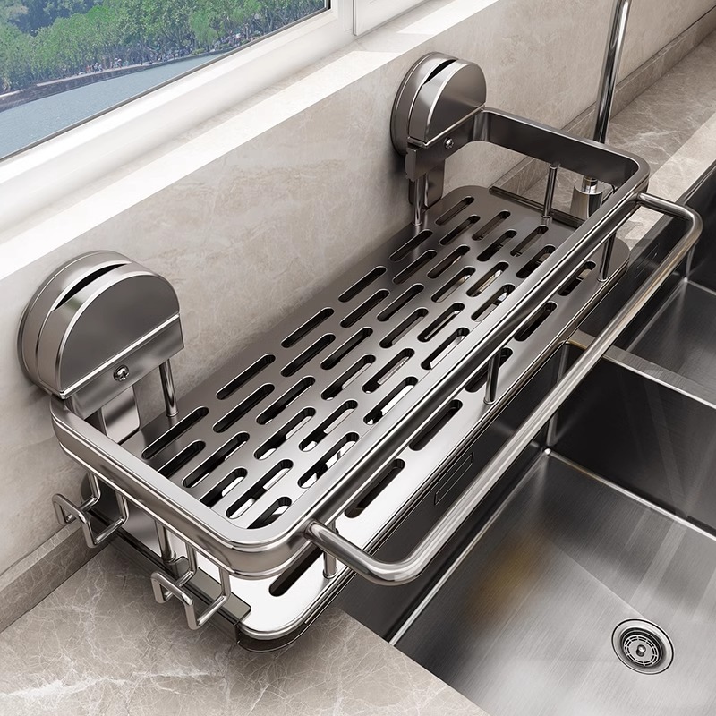 Commercial Kitchen Shelving - Bathroom Suction Cup Storage Rack Without