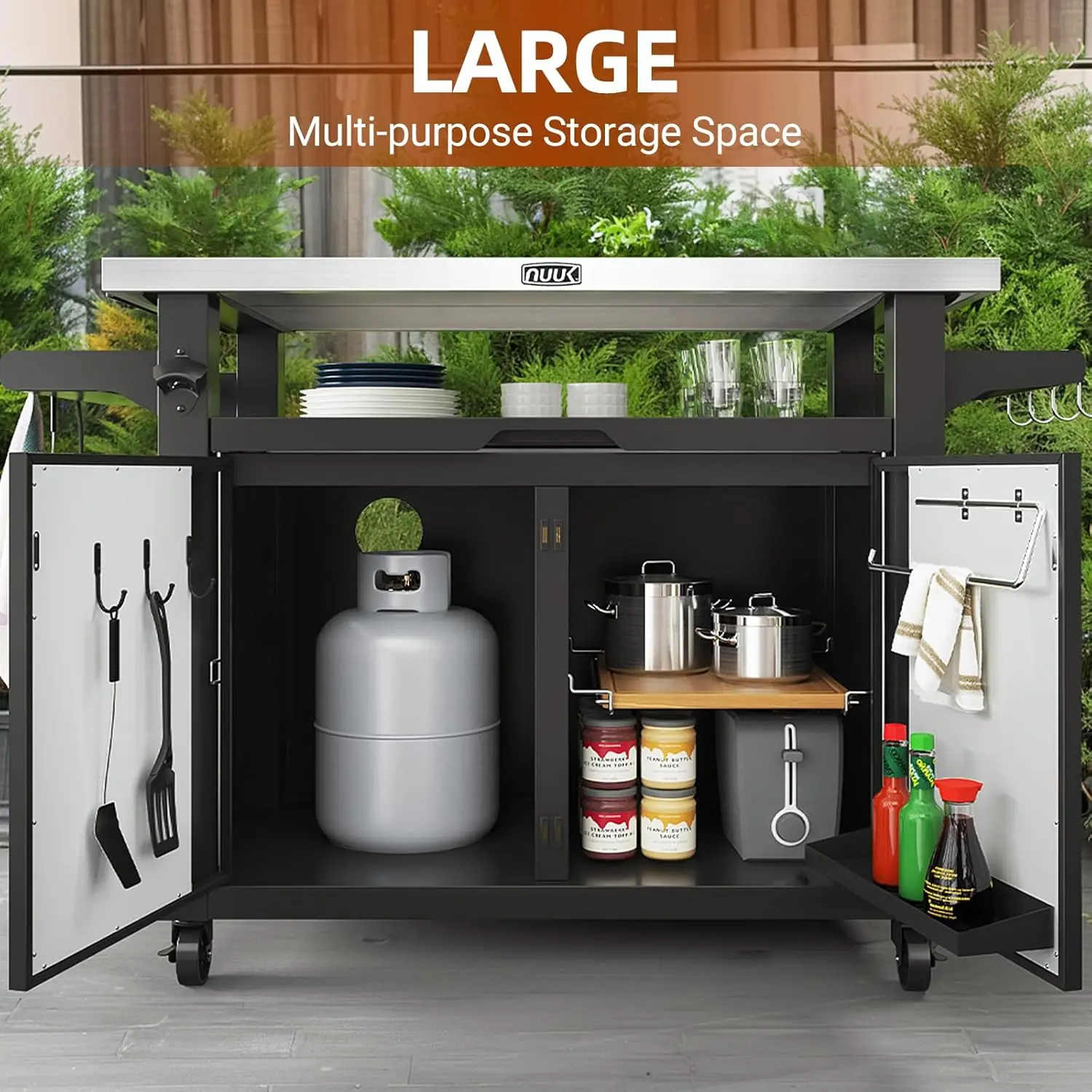Outdoor Grill Cart with Storag - огляд і ціна Commercial Kitchen Prep Table With Storage