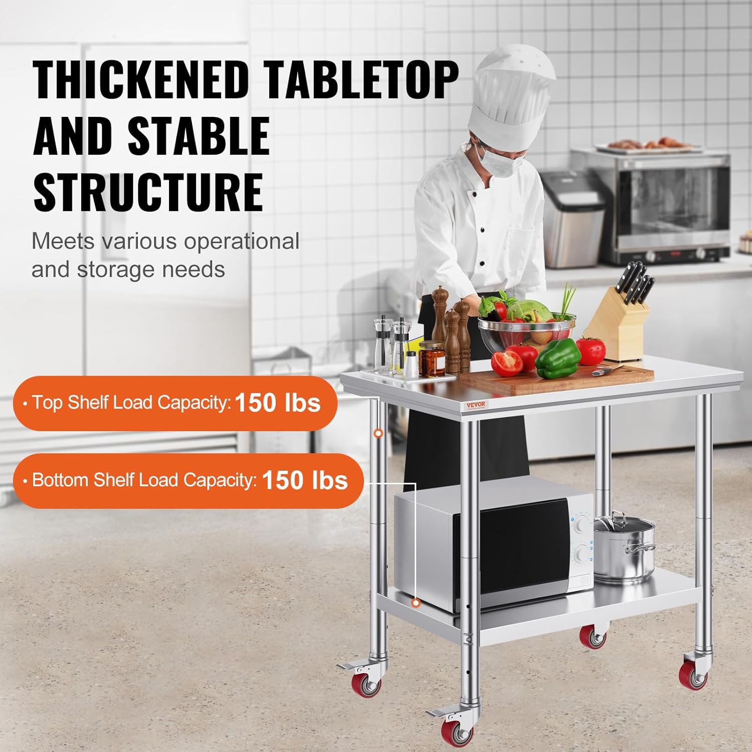 Stainless Steel Work Table 36x - огляд і ціна Commercial Kitchen Prep Table With Storage