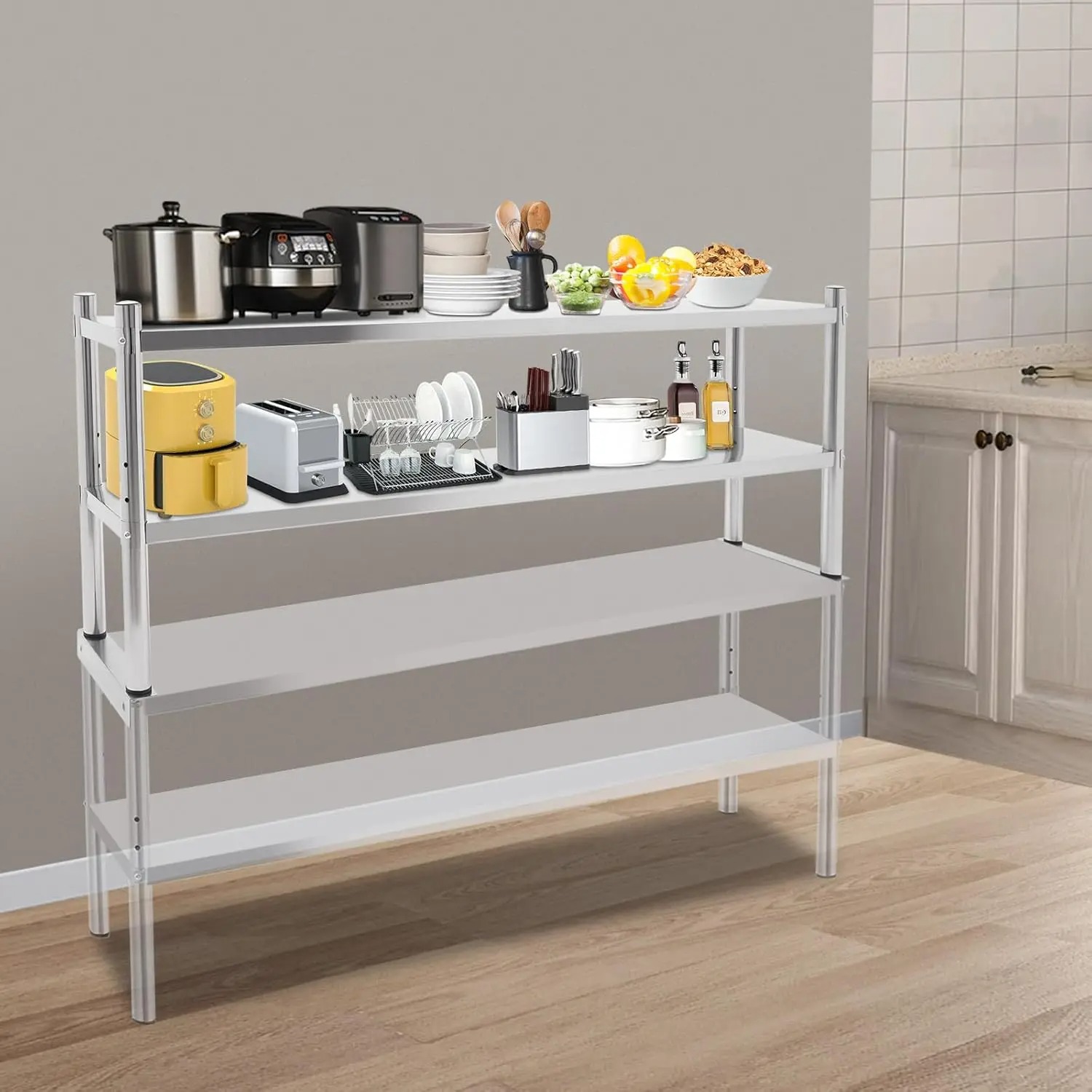 Stainless Steel Double Tier Ov - огляд і ціна Commercial Kitchen Prep Table With Storage