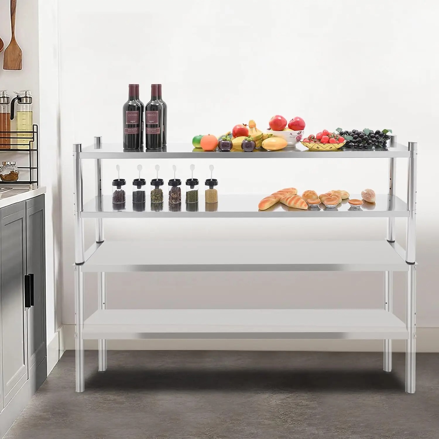 Stainless Steel Double Tier Ov - огляд і ціна Commercial Kitchen Prep Table With Storage
