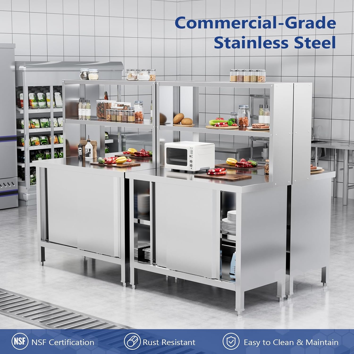 Stainless Steel Work Table 39x - огляд і ціна Commercial Kitchen Prep Table With Storage