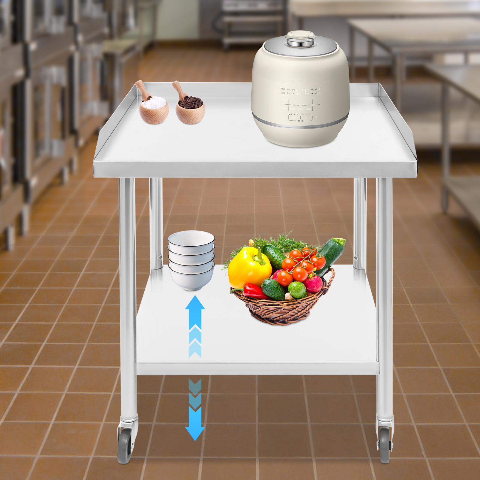 2 Tier Stainless Steel Work Ta - огляд і ціна Commercial Kitchen Prep Table With Storage