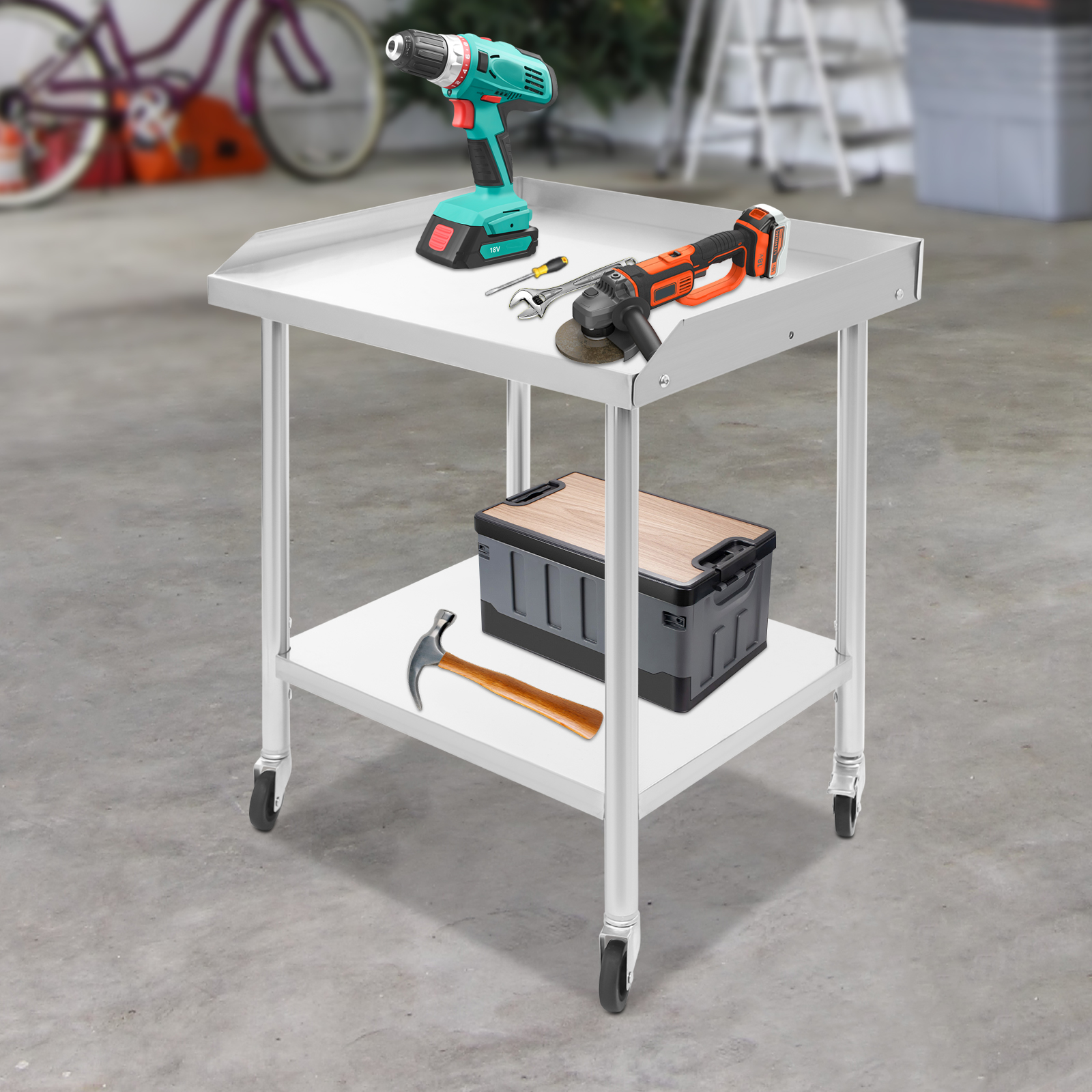 2 Tier Stainless Steel Work Ta - огляд і ціна Commercial Kitchen Prep Table With Storage