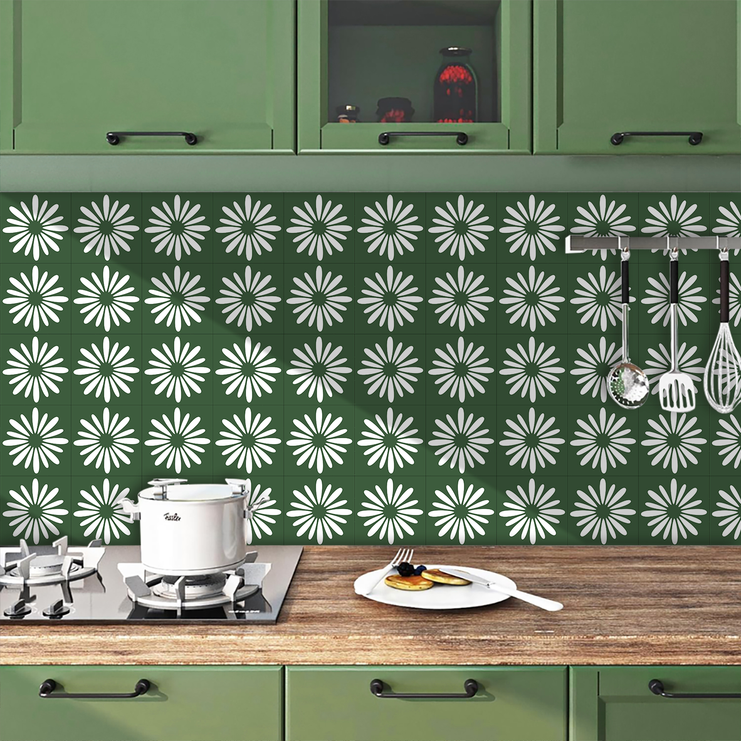 10pcs Green Daisy Matte Surfac - огляд і ціна Commercial Kitchen Tiles