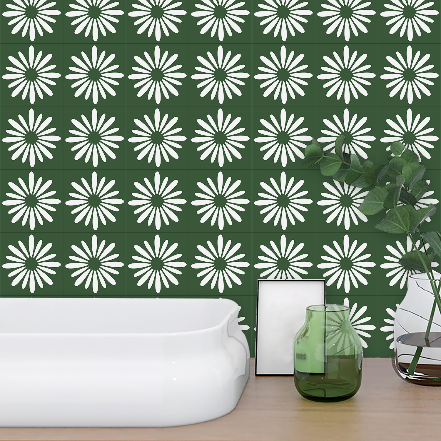 10pcs Green Daisy Matte Surfac - огляд і ціна Commercial Kitchen Tiles