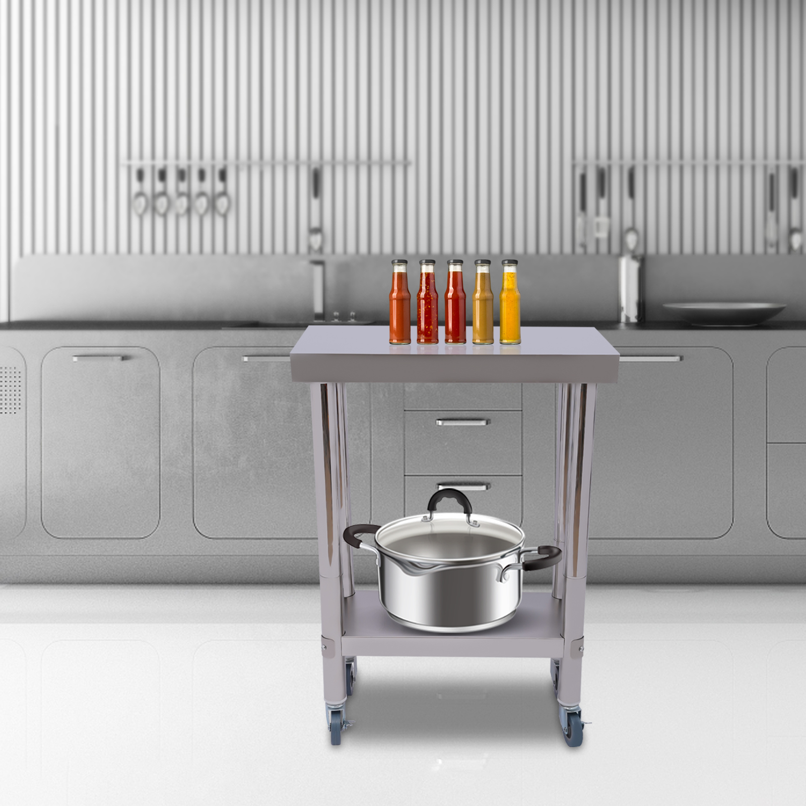 Stainless Steel Kitchen Workto - огляд і ціна Commercial Kitchen Prep Table With Storage