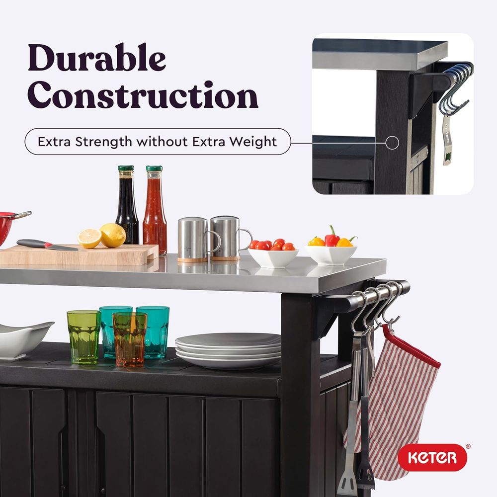 Outdoor Rolling Table Cart for - огляд і ціна Commercial Kitchen Prep Table With Storage