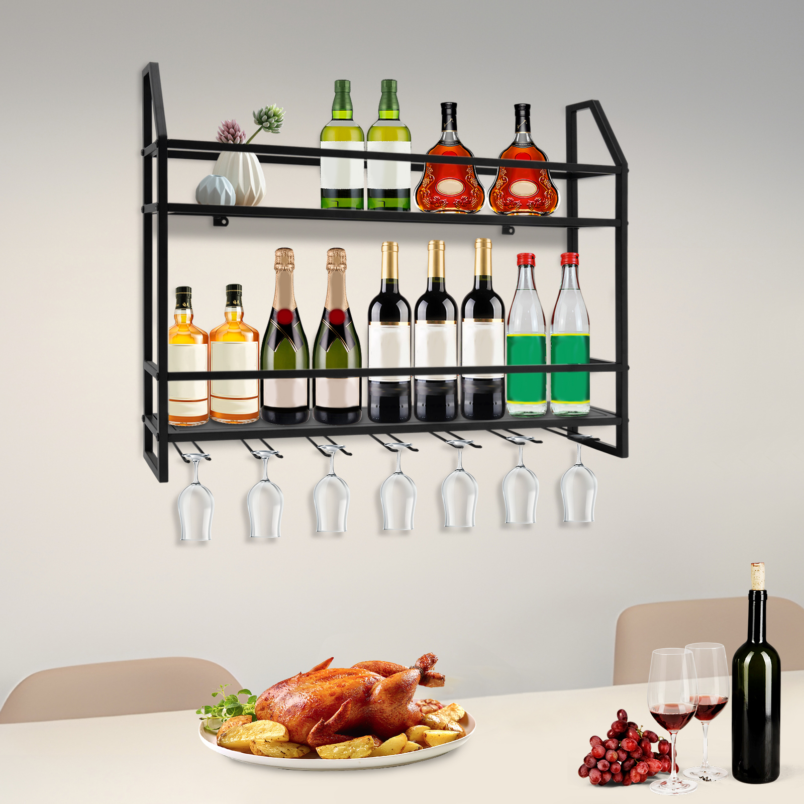 Double-layer Wine Rack Wall-Mo - огляд і ціна Commercial Kitchen Shelving