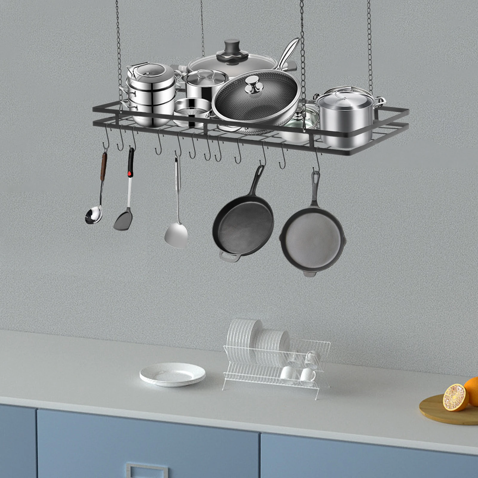 12-Hook Overhead Pot and Pan R - огляд і ціна Commercial Kitchen Utensil Storage