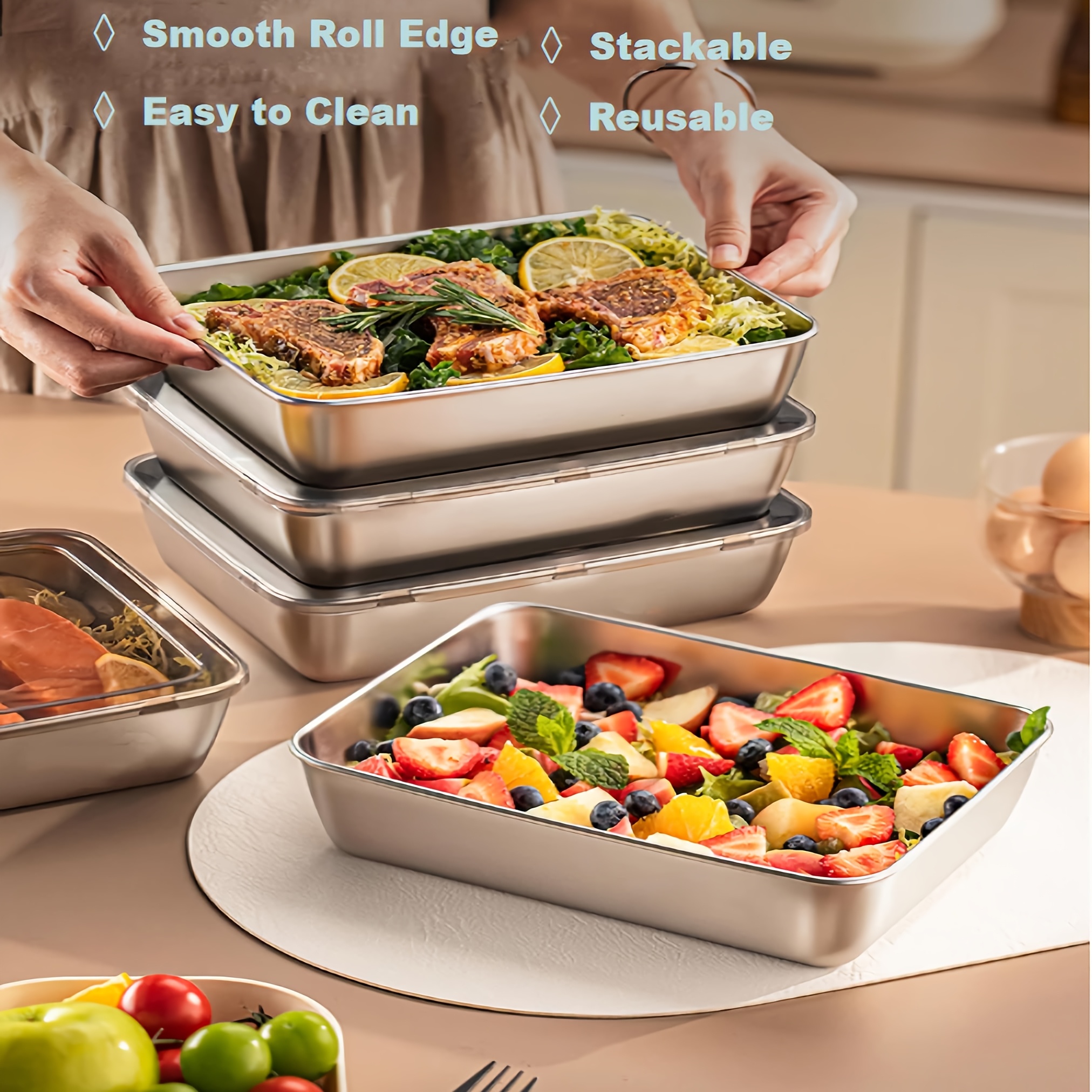 3pcs Stainless Steel Food Cont - огляд і ціна Commercial Kitchen Setup
