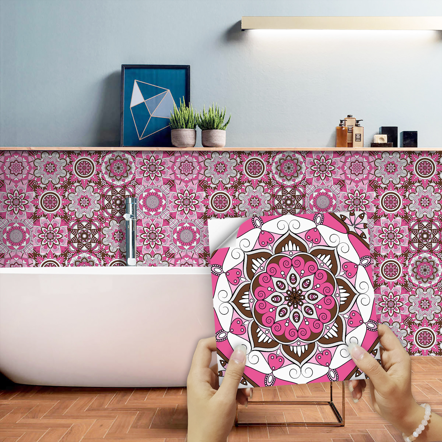 Pink Mandala Vintage Decor Til - огляд і ціна Commercial Kitchen Tiles