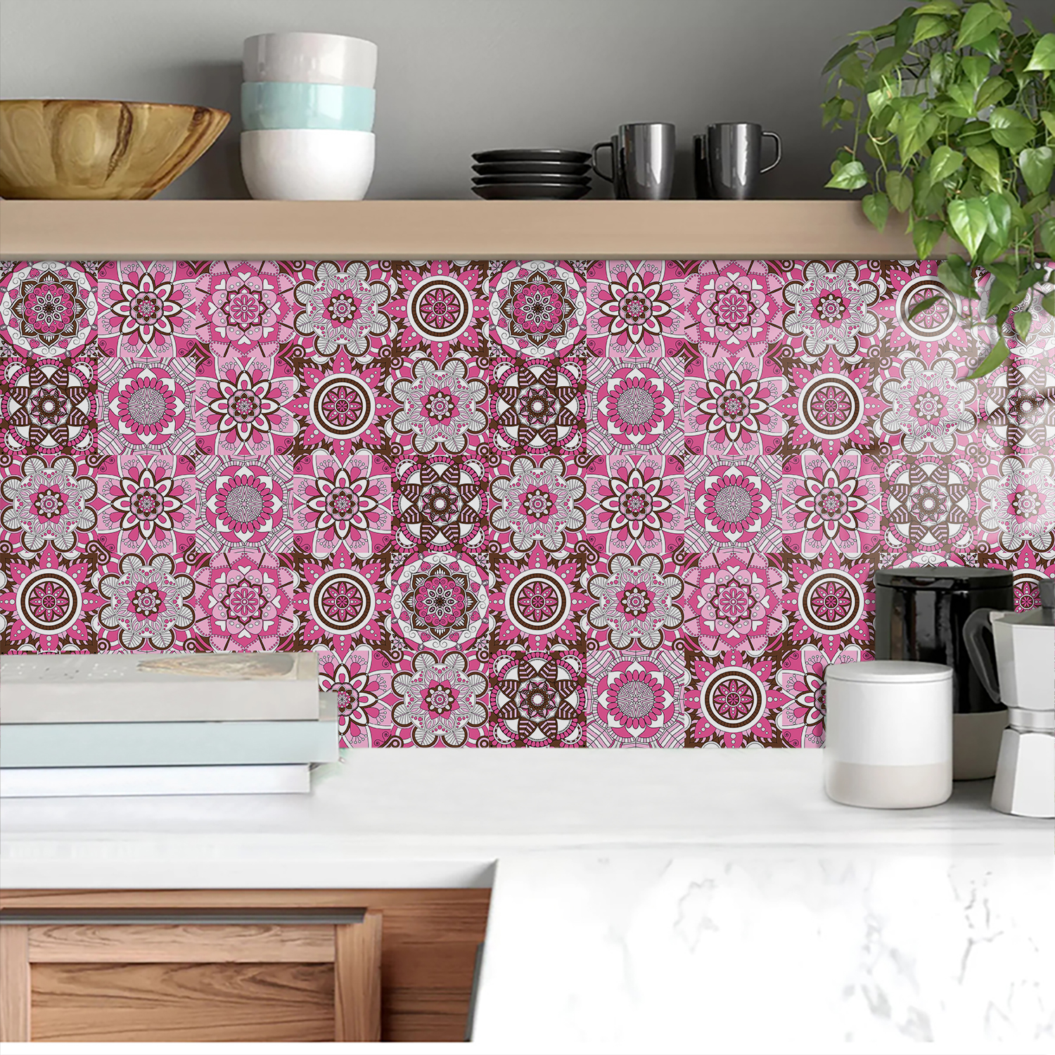 Pink Mandala Vintage Decor Til - огляд і ціна Commercial Kitchen Tiles