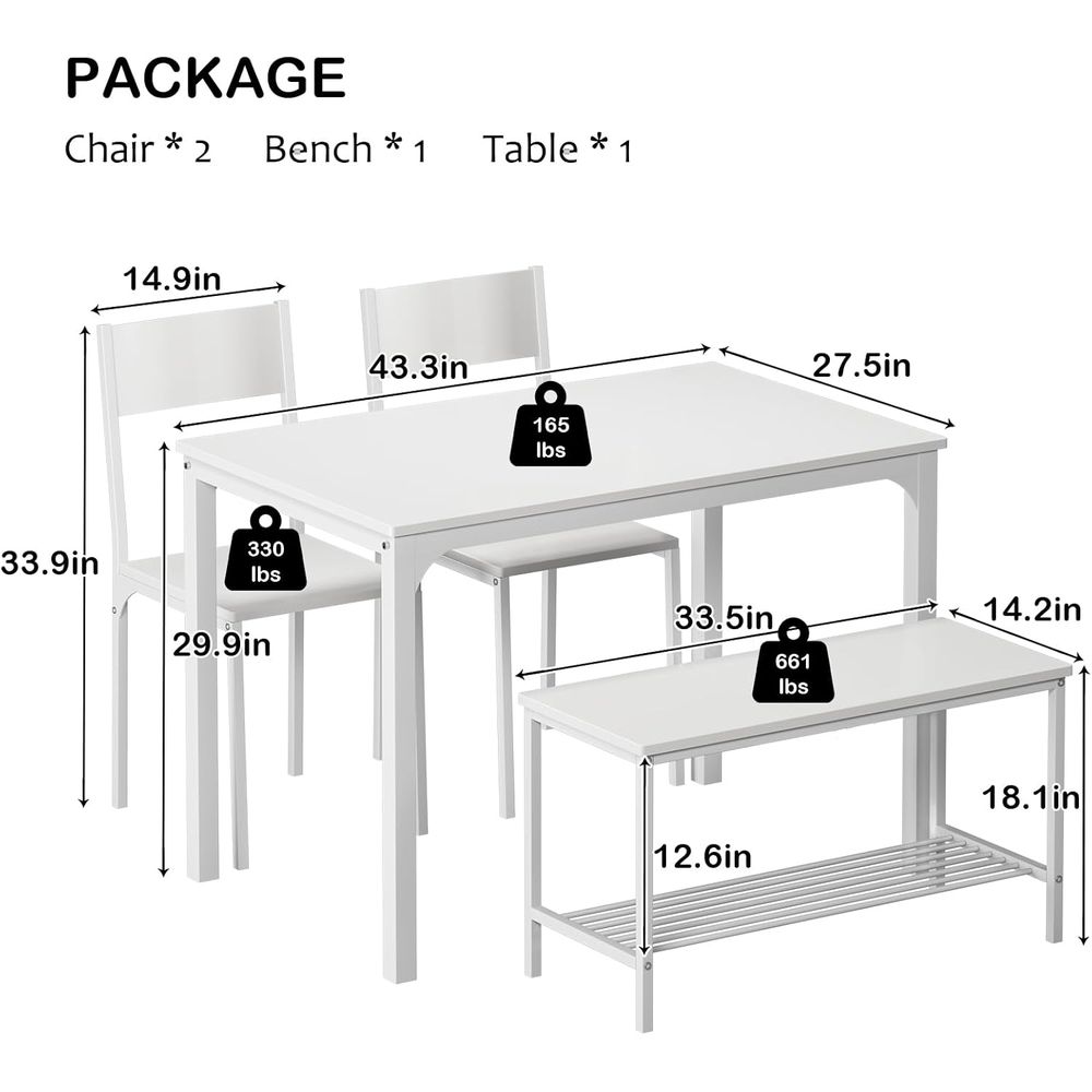 4 Pieces Dining Table Set, 43. - огляд і ціна Commercial Kitchen Bench