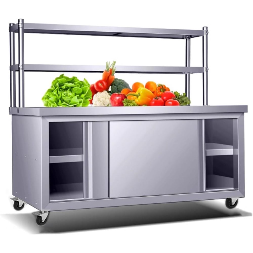 Commercial Heavy-Duty Stainles - огляд і ціна Commercial Kitchen Prep Table With Storage