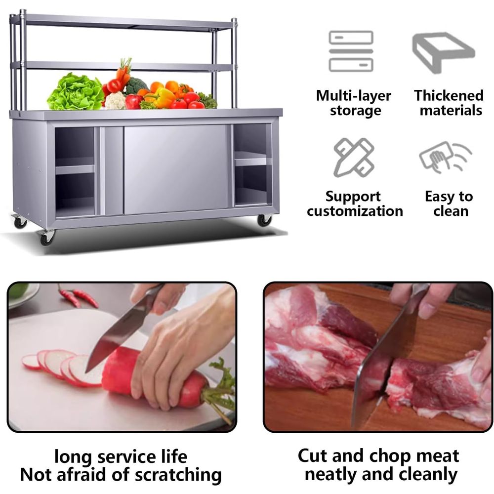 Commercial Heavy-Duty Stainles - огляд і ціна Commercial Kitchen Prep Table With Storage