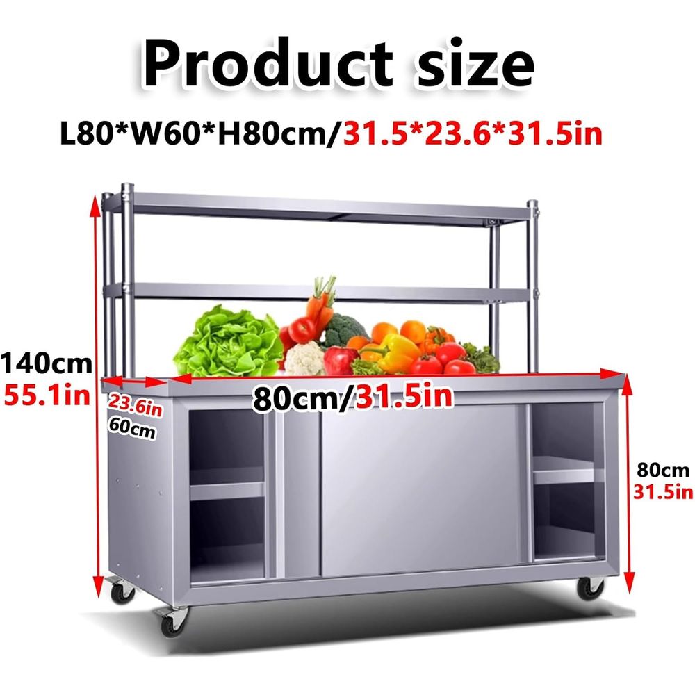 Commercial Heavy-Duty Stainles - огляд і ціна Commercial Kitchen Prep Table With Storage