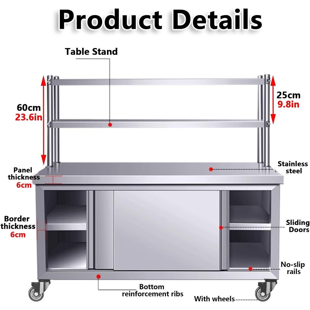 Commercial Heavy-Duty Stainles - огляд і ціна Commercial Kitchen Prep Table With Storage