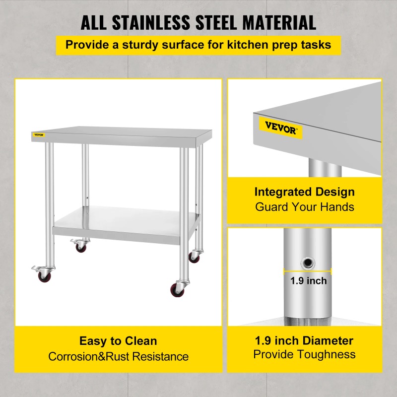 Stainless Steel Kitchen Prep T - огляд і ціна Commercial Kitchen Prep Table With Storage