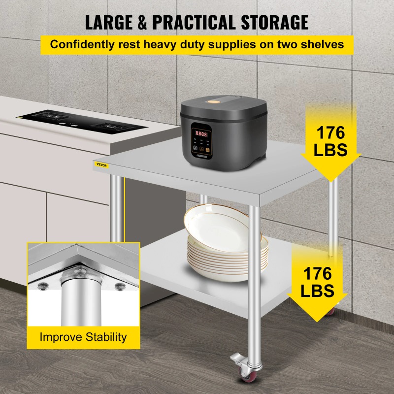 Stainless Steel Kitchen Prep T - огляд і ціна Commercial Kitchen Prep Table With Storage