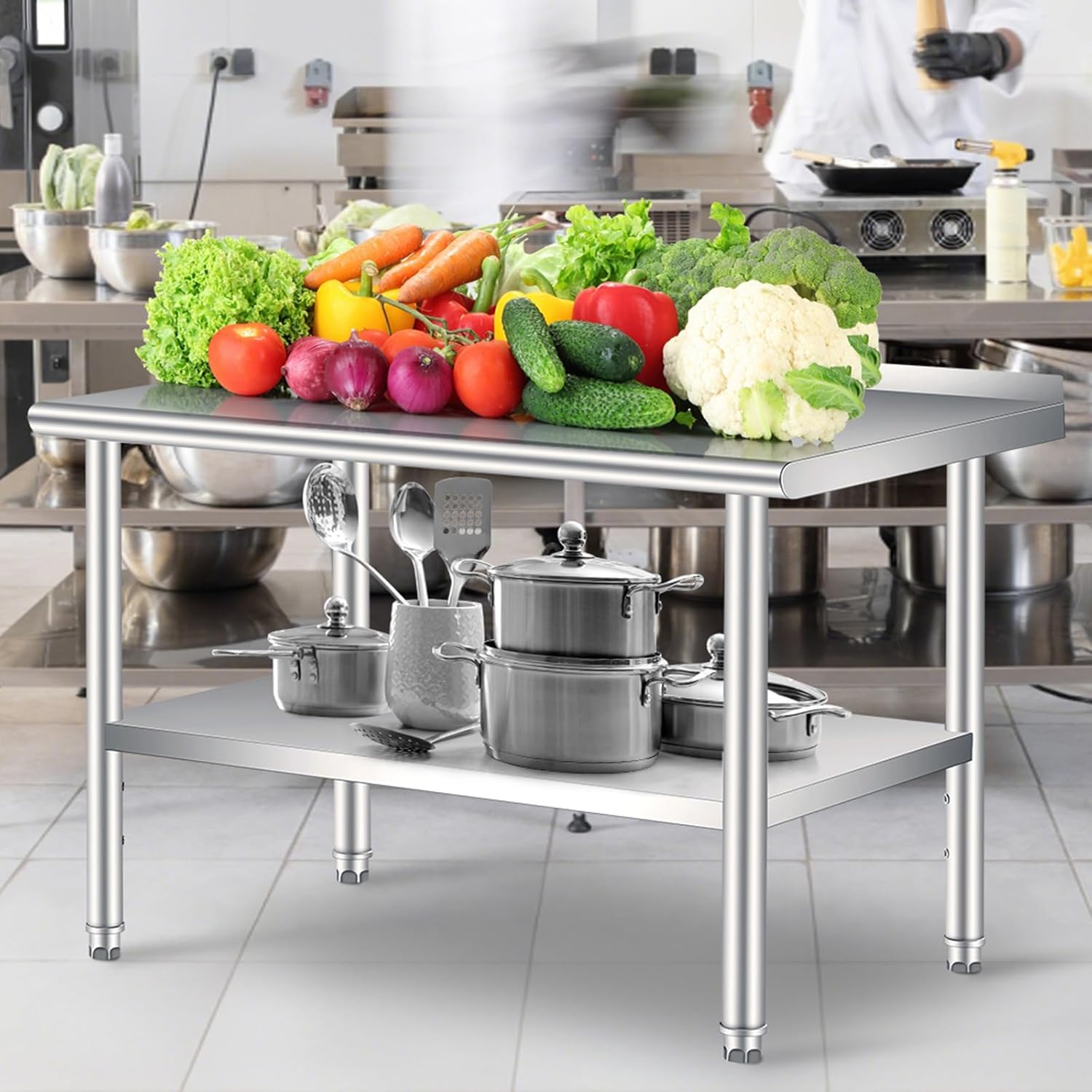 60”X 24”Stainless Steel Work T - огляд і ціна Commercial Kitchen Prep Table With Storage