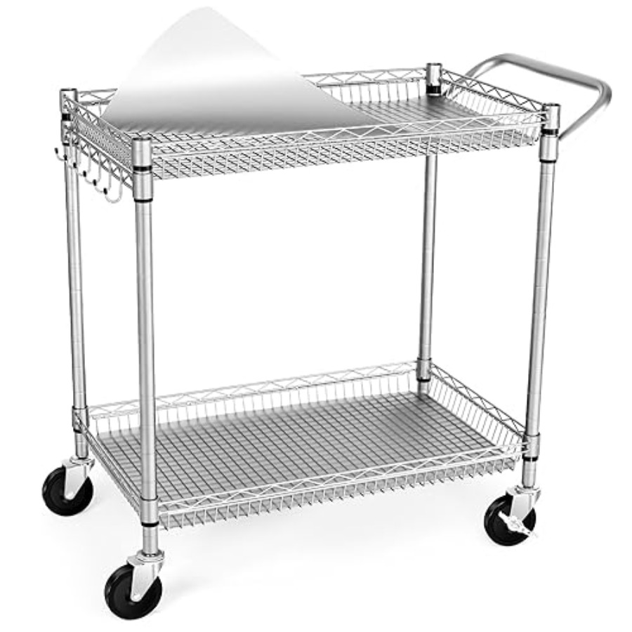 Heavy Duty 2 Tier Rolling Cart - огляд і ціна Commercial Kitchen Dimensions