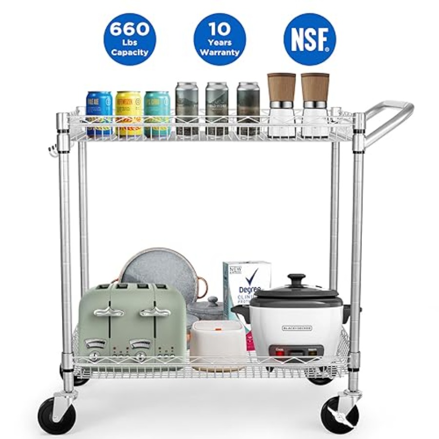 Heavy Duty 2 Tier Rolling Cart - огляд і ціна Commercial Kitchen Dimensions